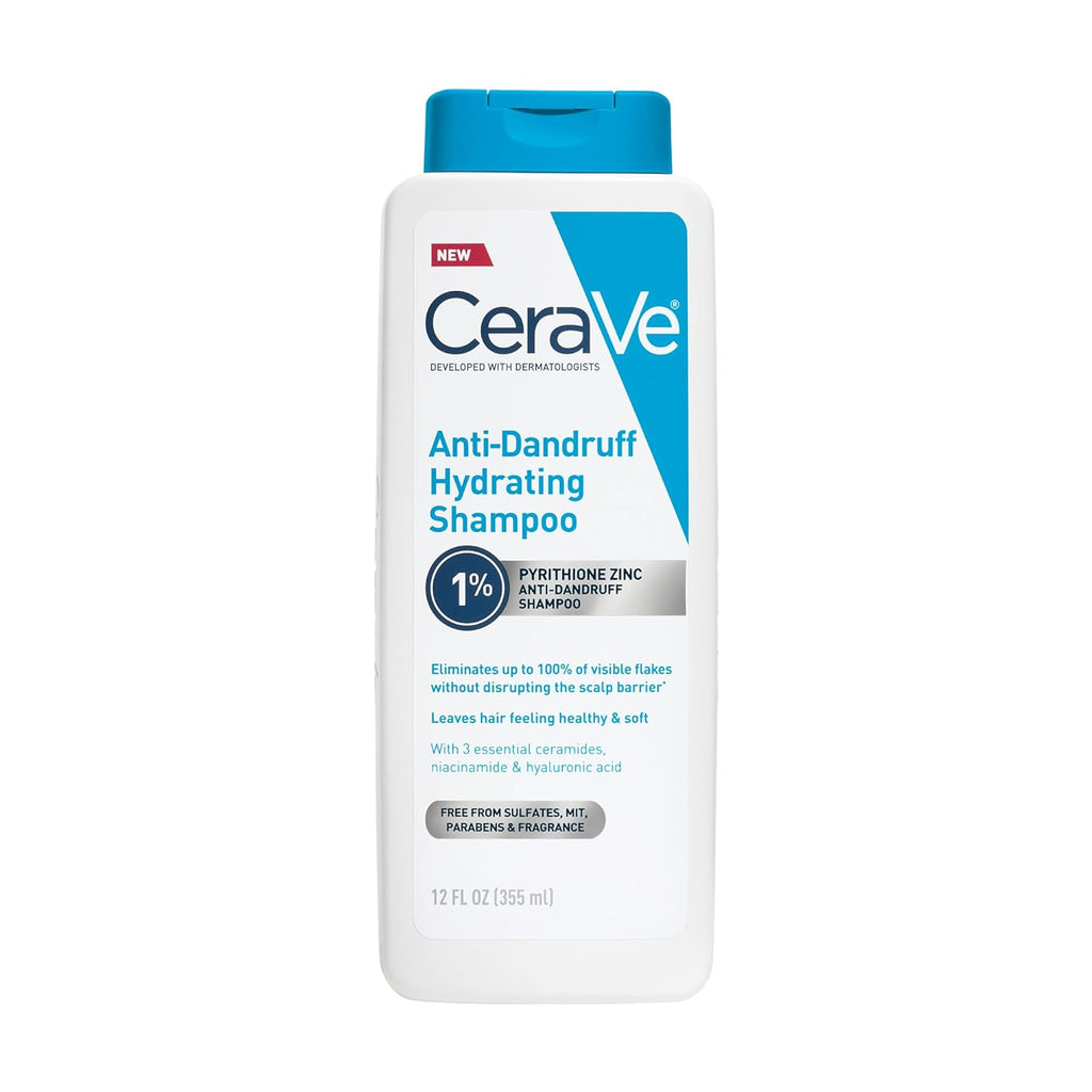 CeraVe Hydrating Anti Dandruff Shampoo. 1% Pyrithione Zinc Dandruff Treatment With Ceramides. Niacinamide. Hyaluronic Acid. Eliminate Flake.Provides Itchy Scalp Relief. Sulfate-Free. 12 Oz (Pack of 2)