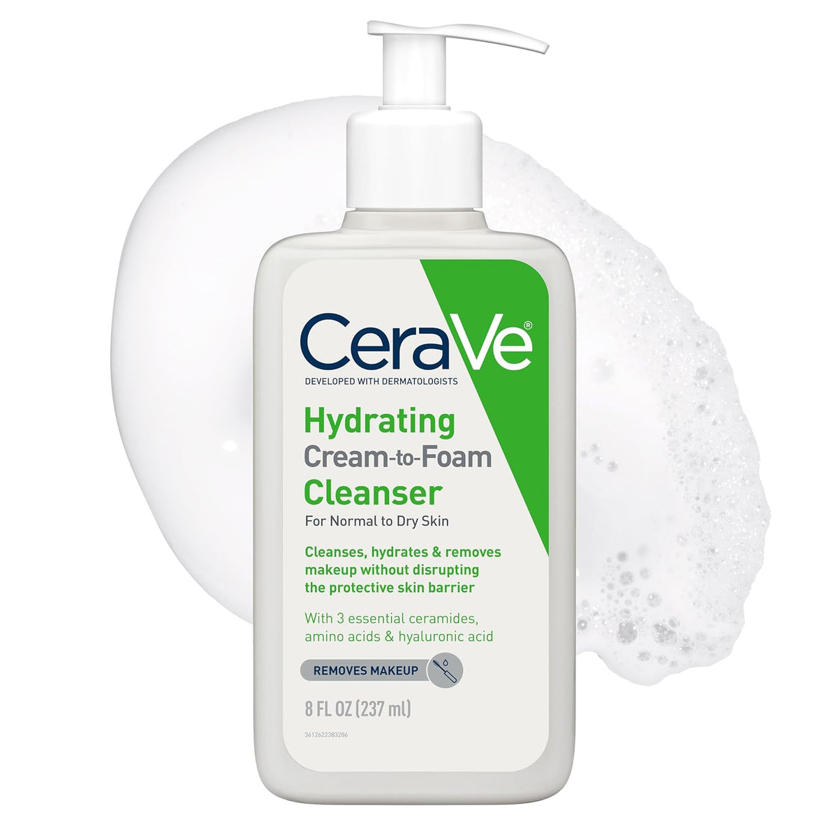 CeraVe Hydrating Cream To Foam Cleanser. Face Wash for Dry Skin. 19oz | Skin Care with Hyaluronic Acid. Makeup Remover. Facial Cleanser. Fragrance-Free. Non-Comedogenic. For Normal To Dry Skin